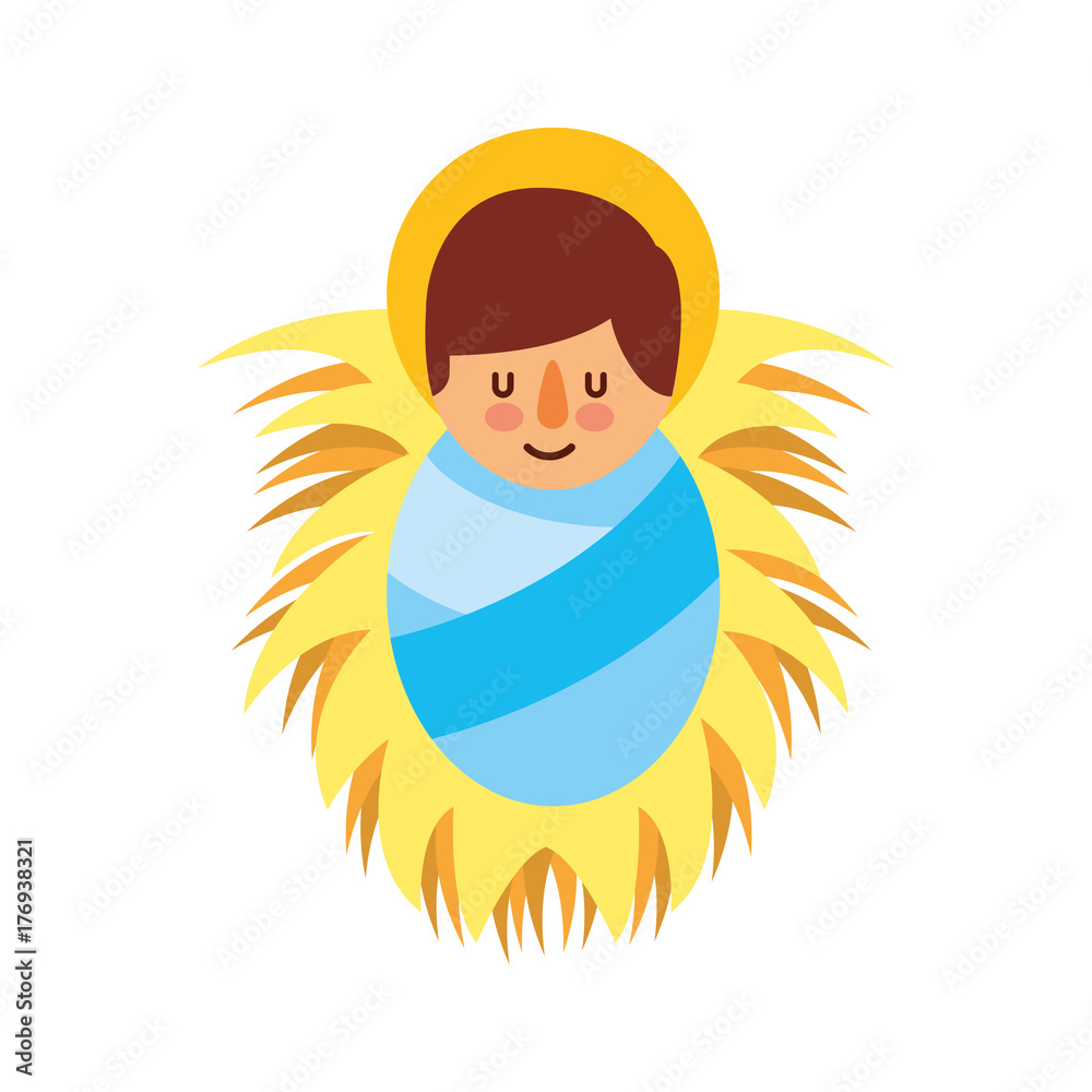 cartoon cute baby jesus christ in the crib christmas image Stock Vector ...