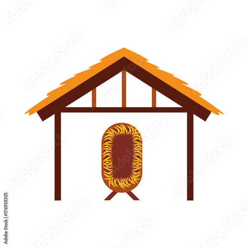wooden hut house and crib manger design image