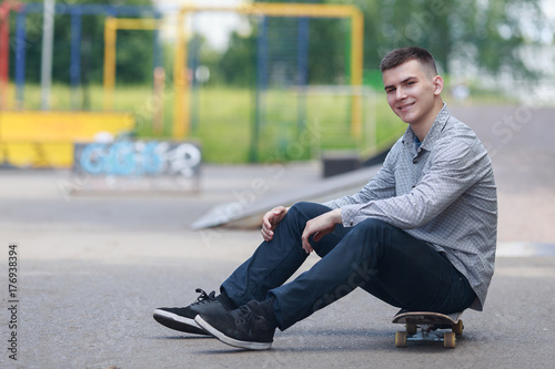 Young boy skater in the park