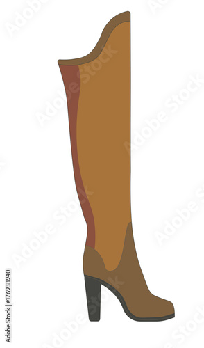 Warm winter female boot made of suede on solid heel