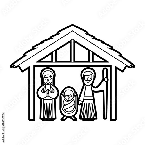 traditional family christmas manger scene baby jesus virgin mary and saint joseph