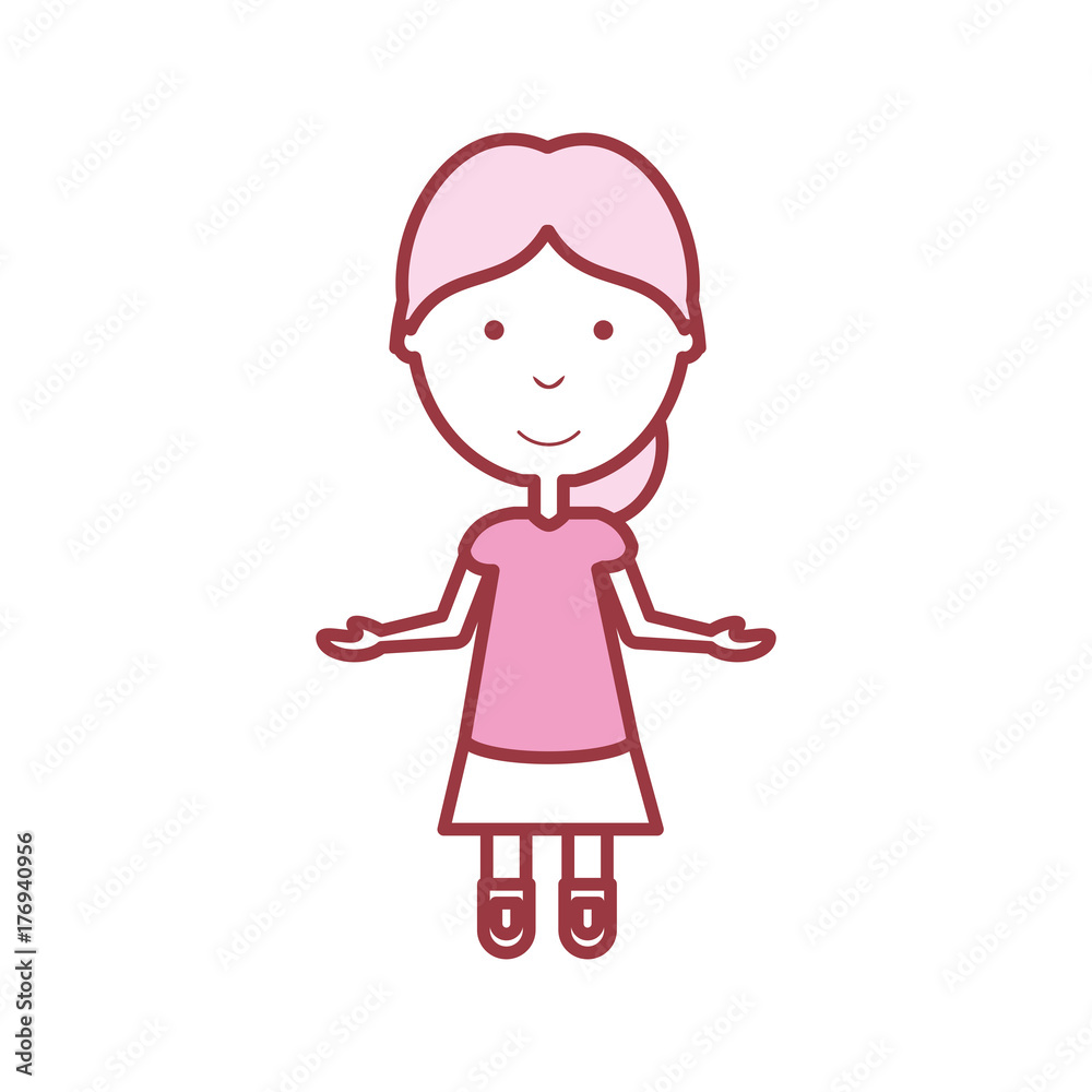cartoon girl icon over white background vector illustration