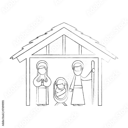 traditional family christmas manger scene baby jesus virgin mary and saint joseph