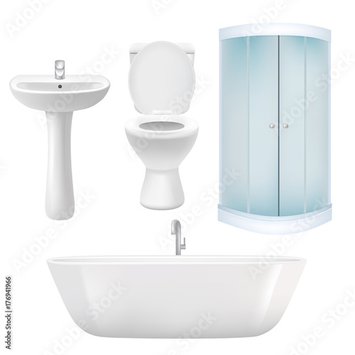 Vector realistic bathroom icon set