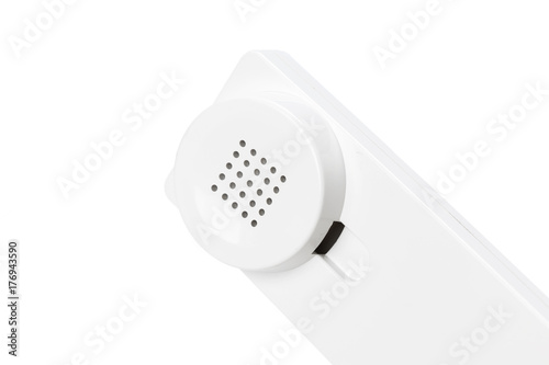 White business telephone receiver phone handset macro isolated