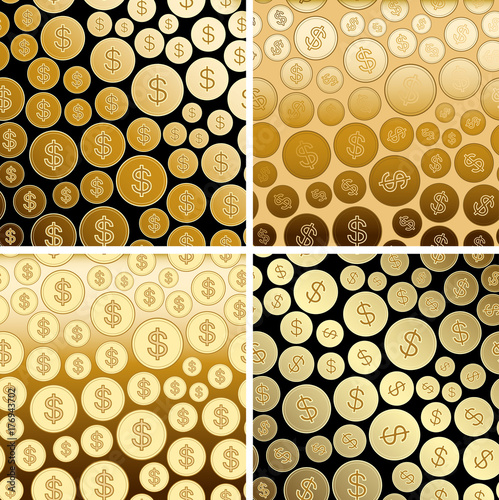backgrounds with golden dollars - gold vector gradient coins