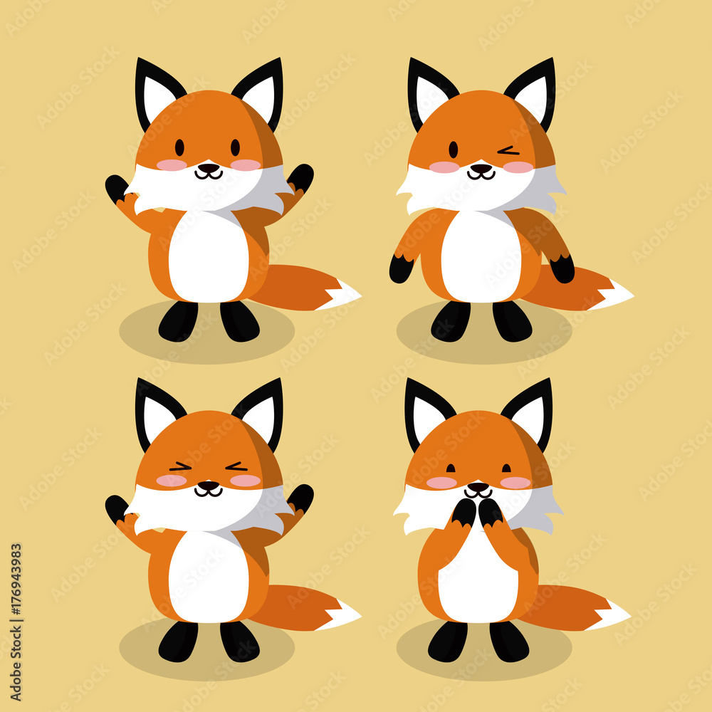 Cute fox icons icon vector illustration graphic design Cute fox icons icon vector illustration graphic design