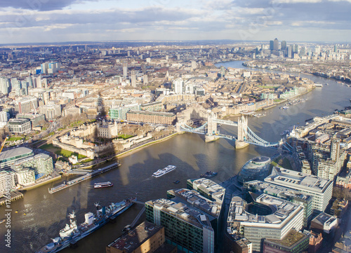 London city skyline, aerial view