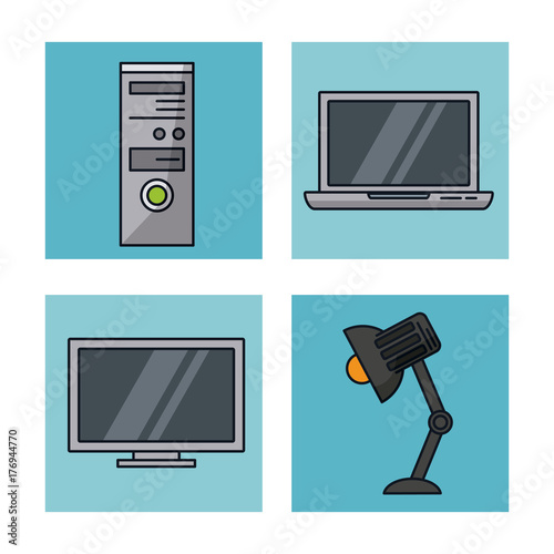 Office elements icons icon vector illustration graphic design