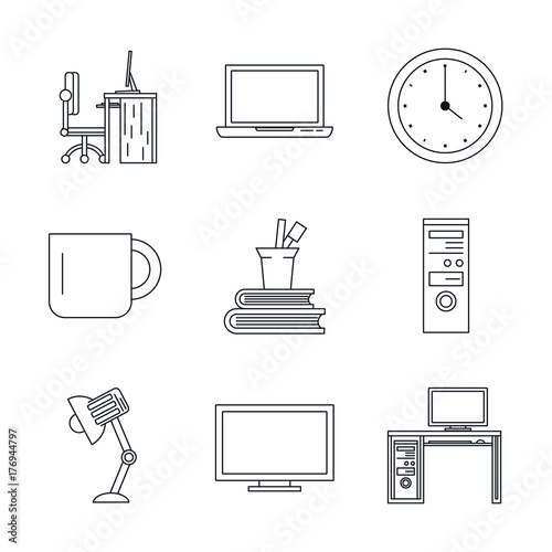 Office elements icons icon vector illustration graphic design