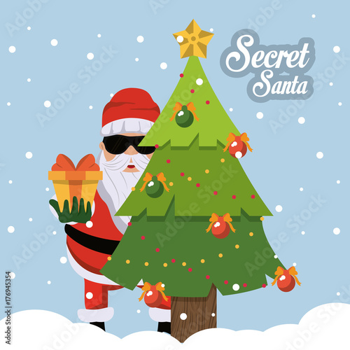 Secret santa cartoon icon vector illustration graphic design