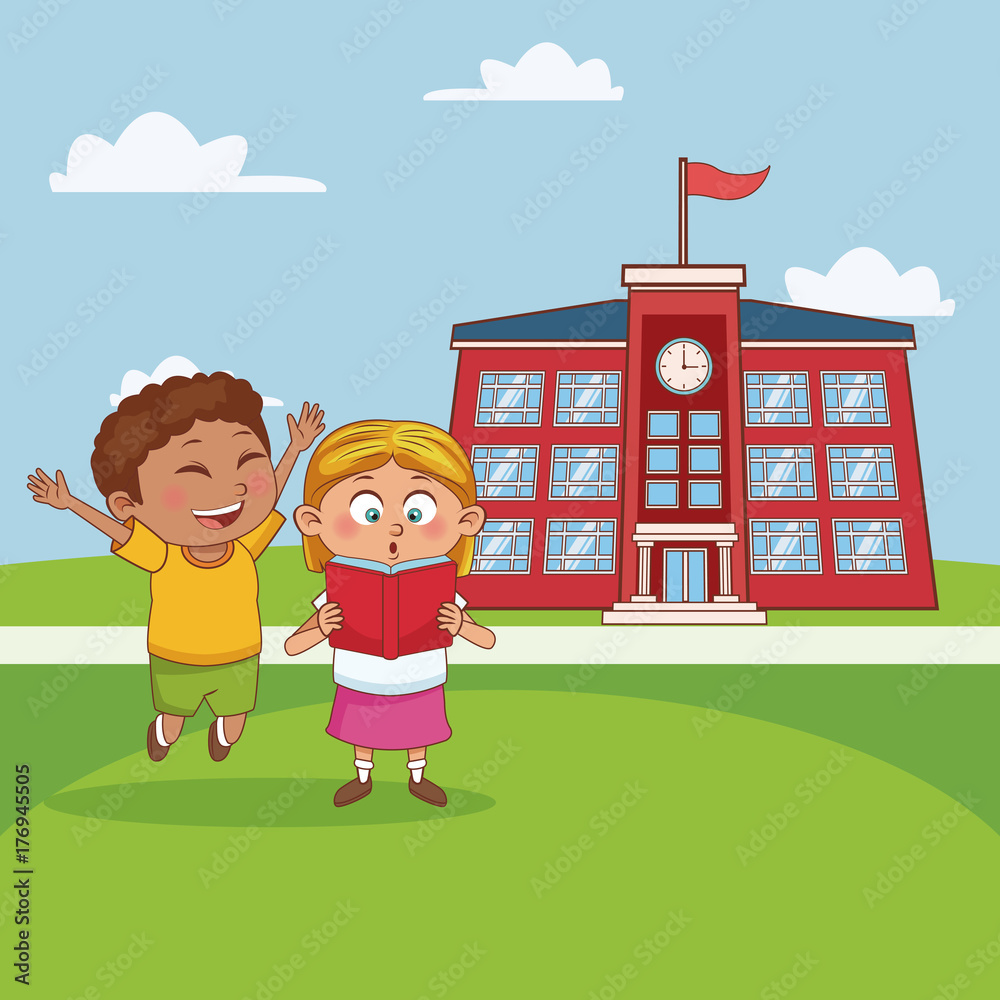 Kids in school cartoon icon vector illustration graphic design Kids in school cartoon icon vector illustration graphic design
