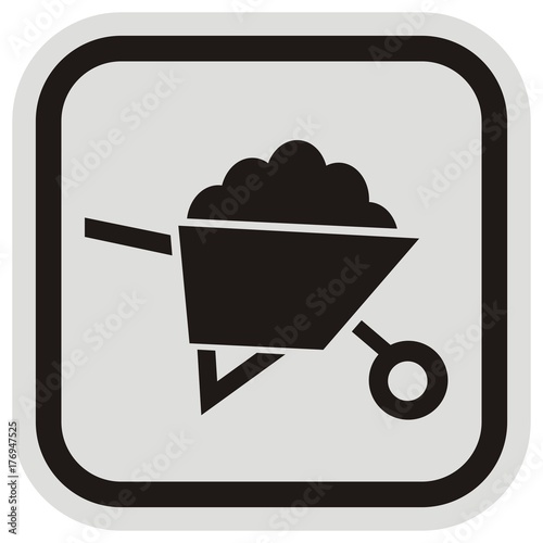 Barrow, black silhouette of cart, vector icon