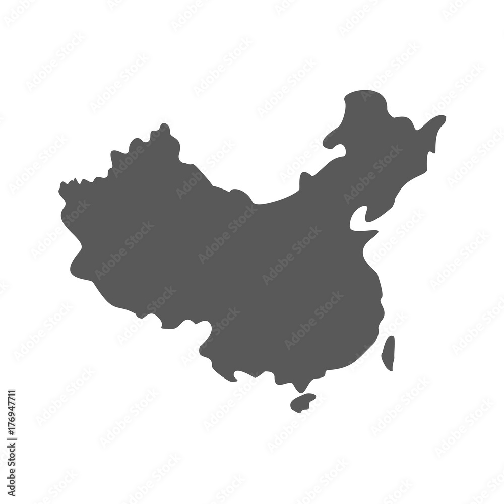 China map icon vector simple