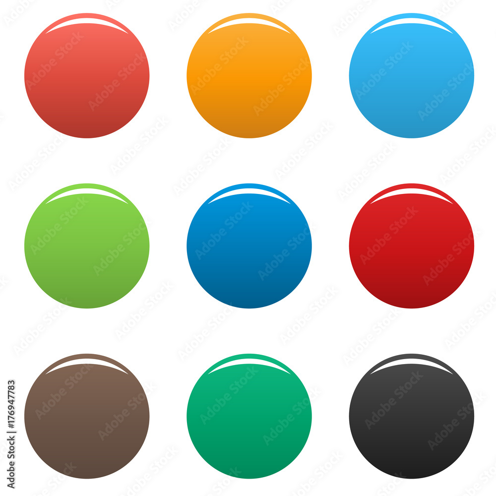 Colorful buttons icon set vector simple