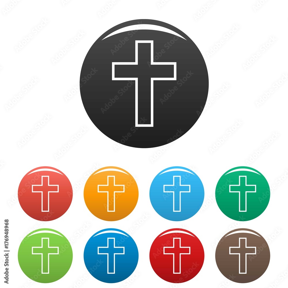 Catholic cross icons set vector Catholic cross icons set vector