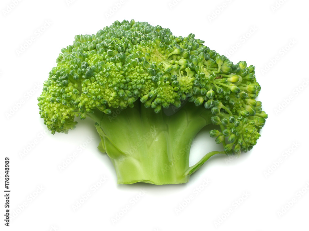 green broccoli isolated on white background. top view green broccoli isolated on white background. top view