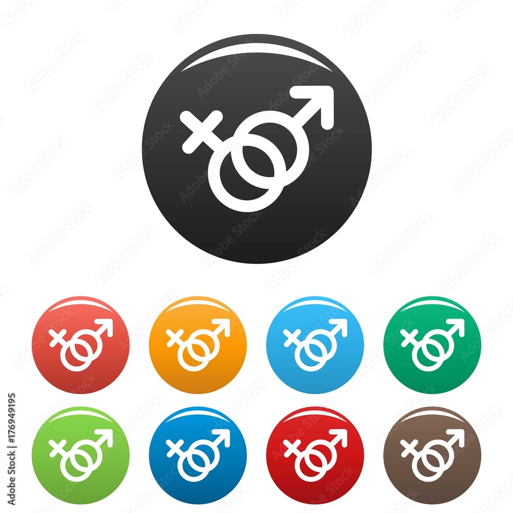 Female and man gender symbol icons set vector Female and man gender symbol icons set vector