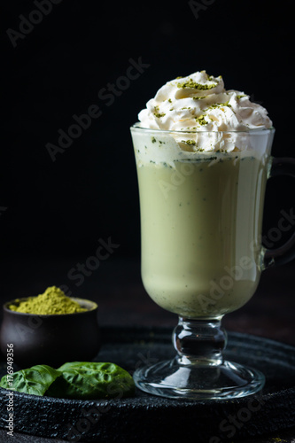 Green tea matcha latte photo