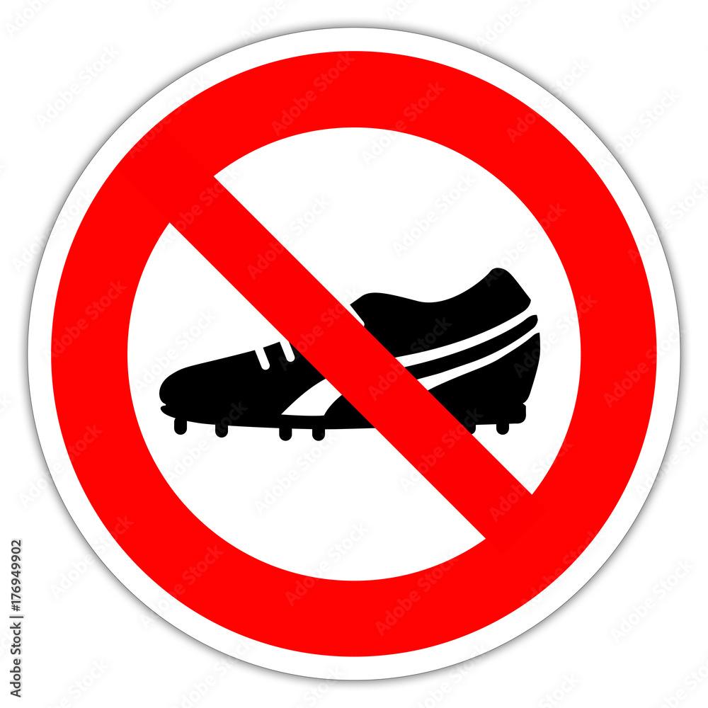 Panneau : Chaussures à crampons interdites Illustration Stock | Adobe Stock