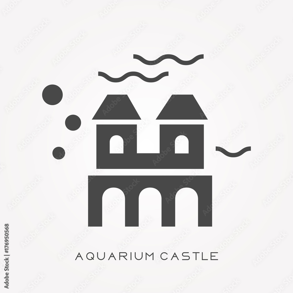 Silhouette icon aquarium castle Silhouette icon aquarium castle