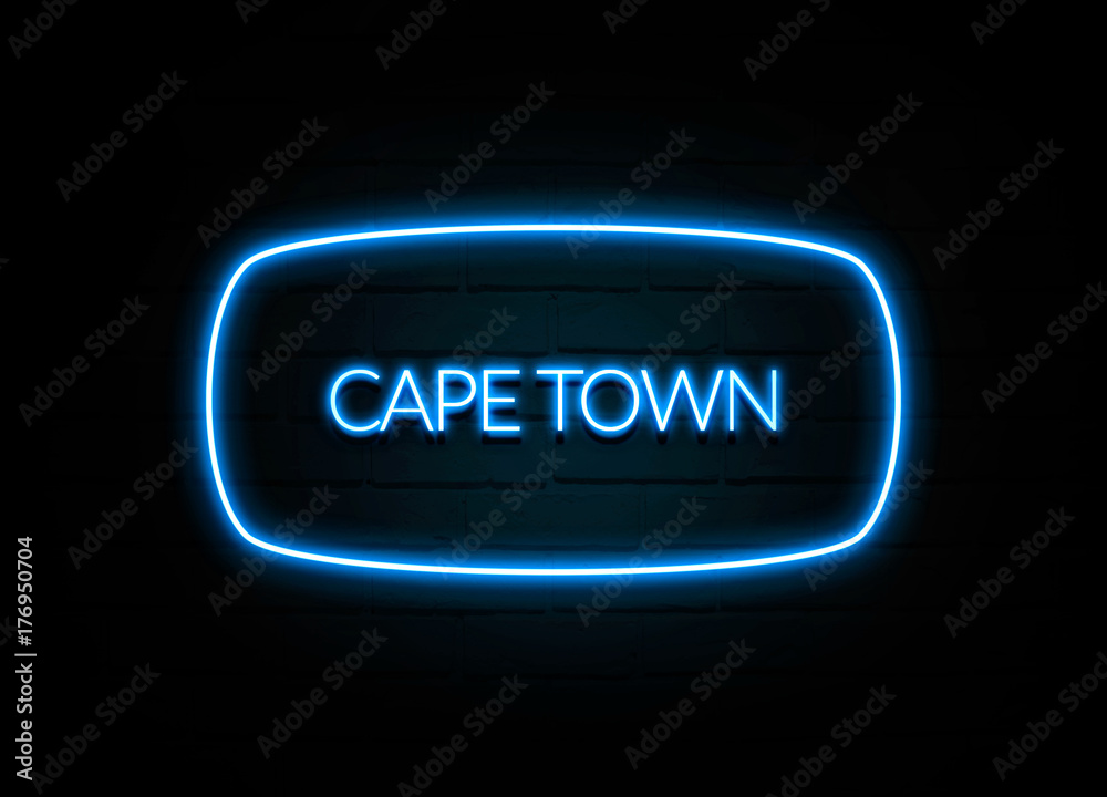 Cape Town - colorful Neon Sign on brickwall Cape Town - colorful Neon Sign on brickwall