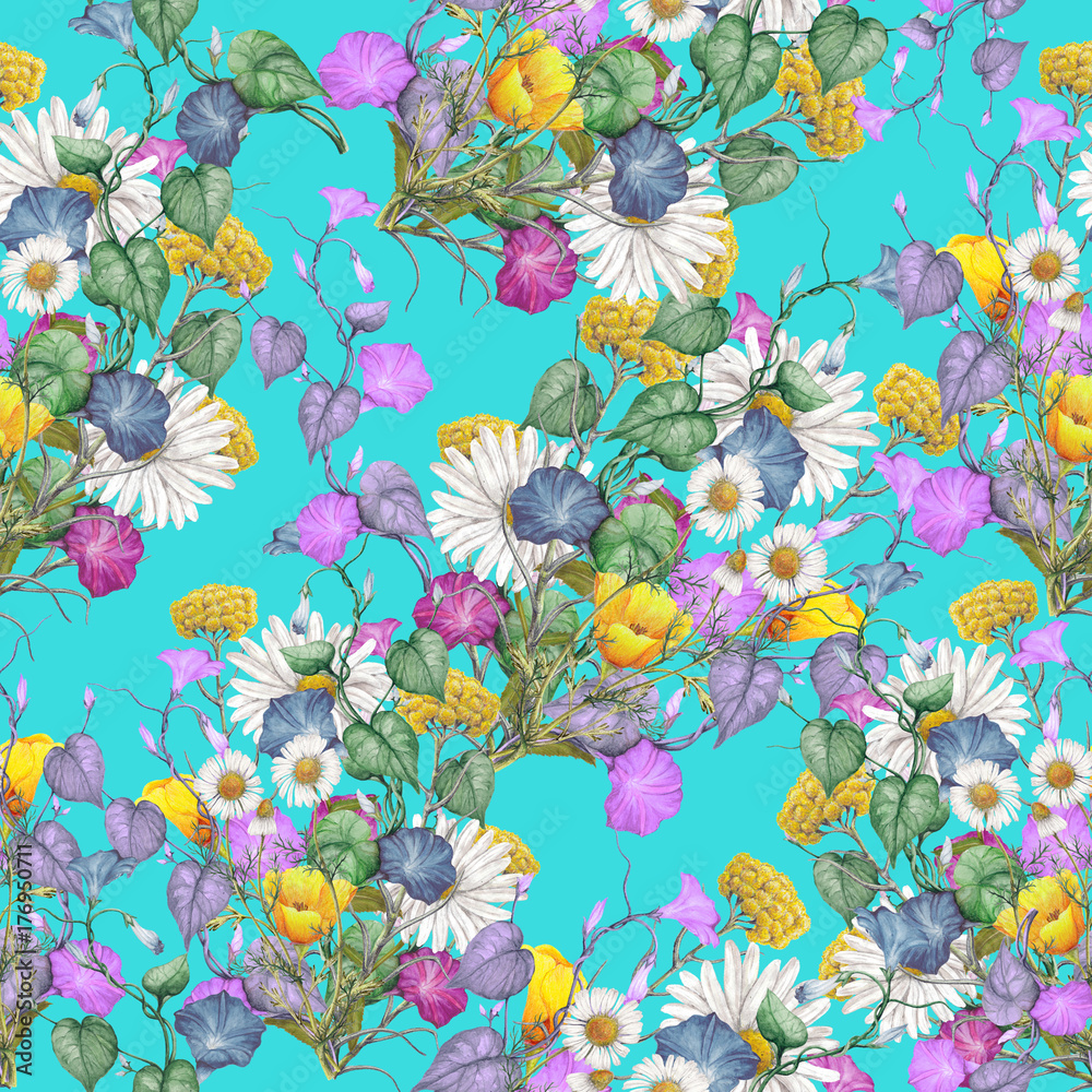 Seamless wildflowers pattern