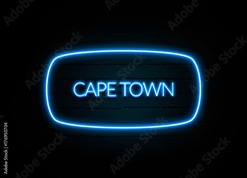 Cape Town - colorful Neon Sign on brickwall