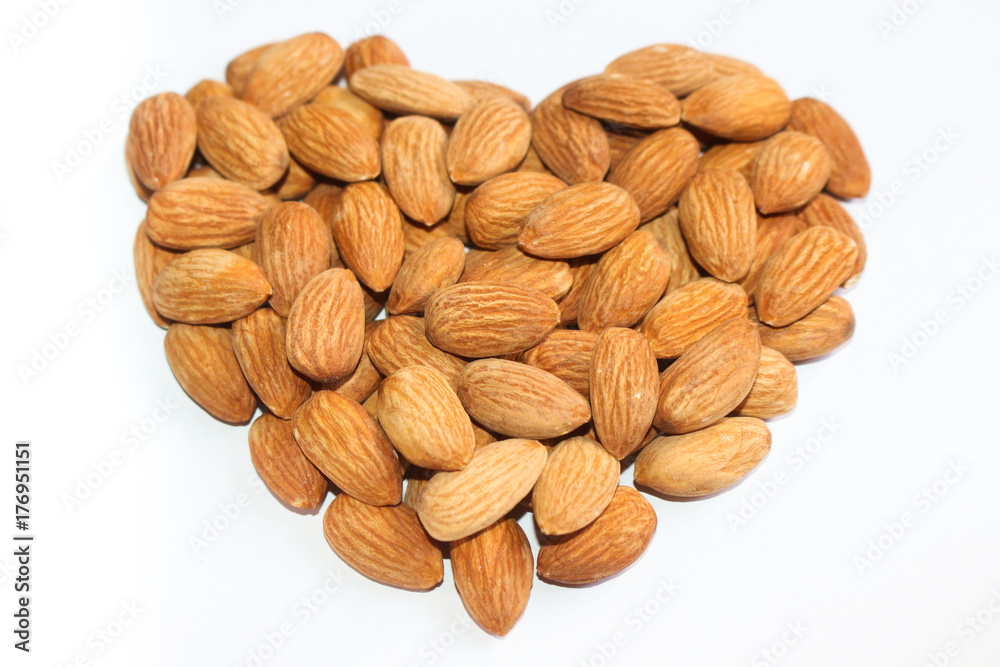 Heart almonds background Heart almonds background
