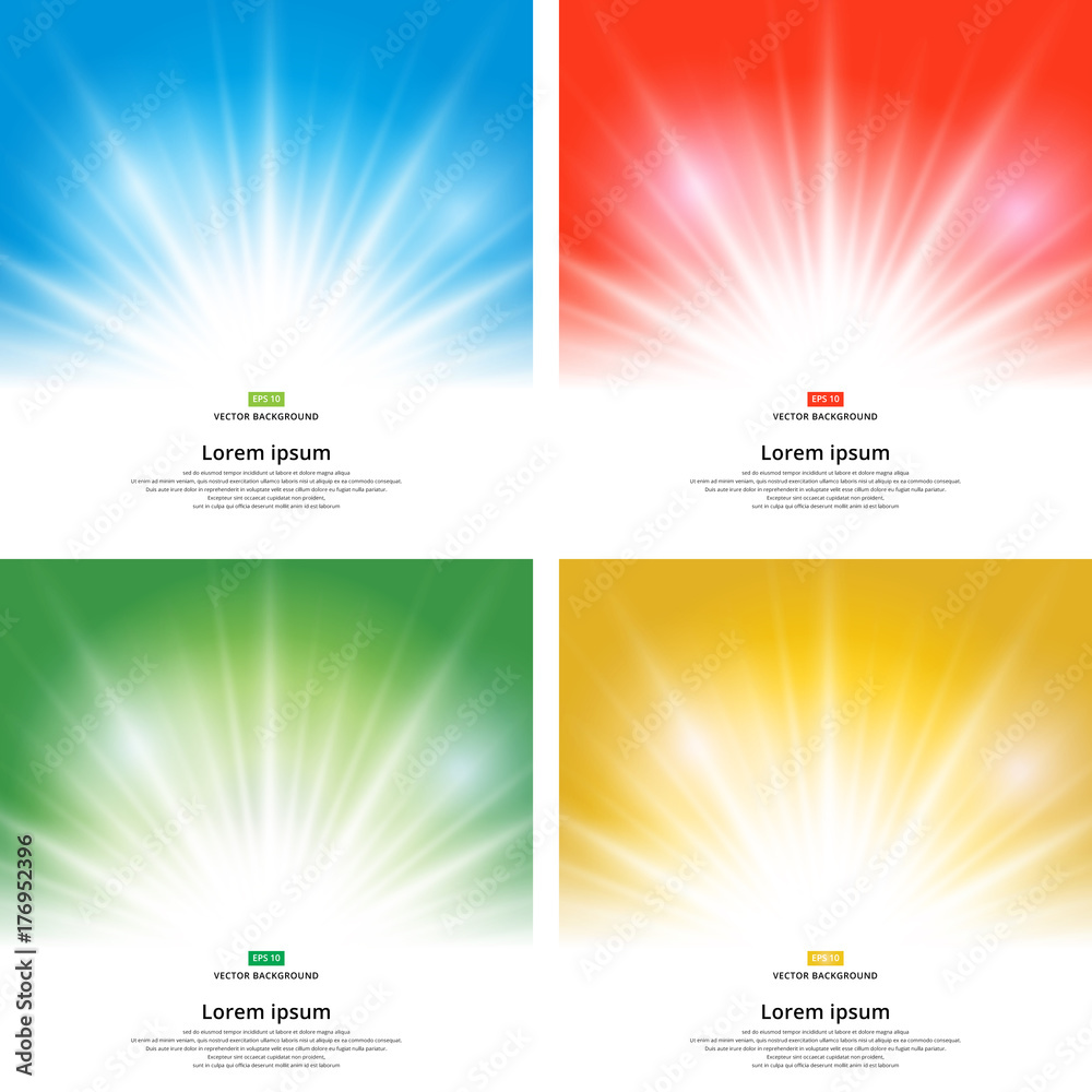 Fototapeta premium Set of sunlight effect sparkle on yellow background with copy space. Abstract vector