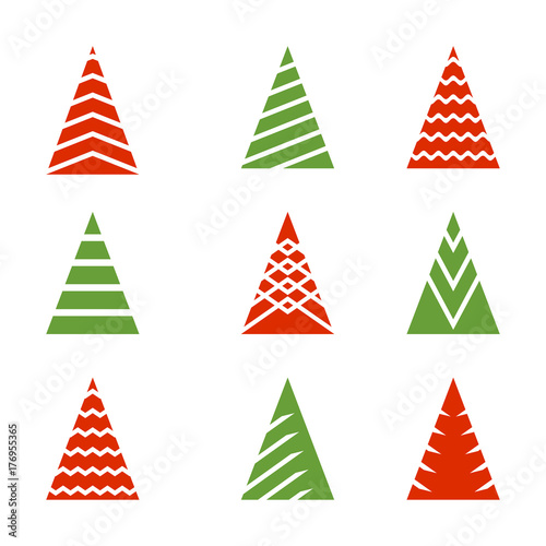 Christmas tree color icon set