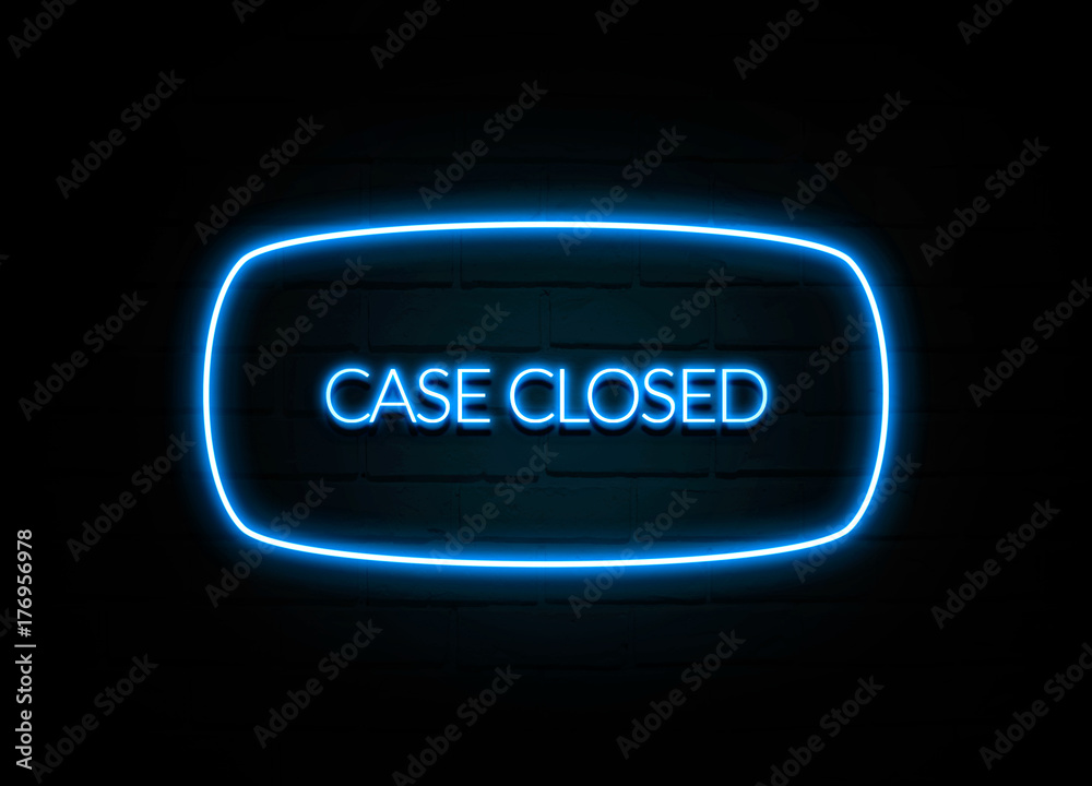 Case Closed  - colorful Neon Sign on brickwall