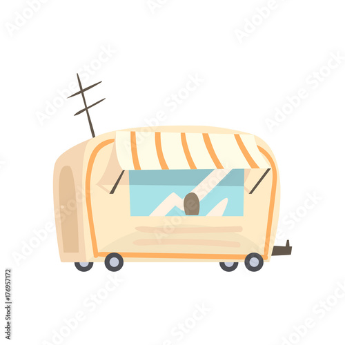 Street food trailer, fast food truck cartoon vector Illustration