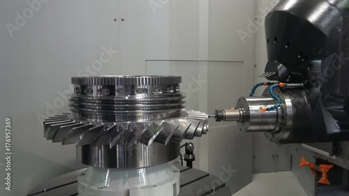 4K video footage of heavy duty vertical lathes machine