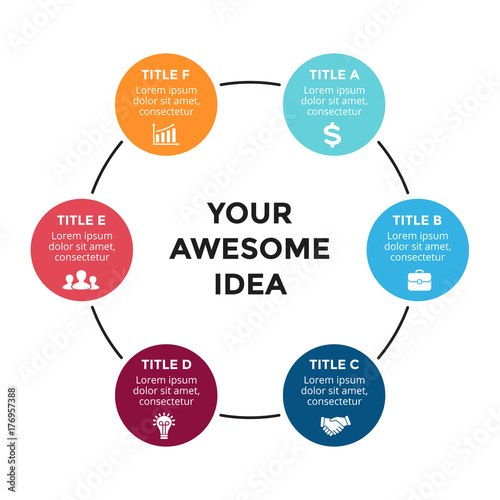 Vector circle arrows infographic, cycle diagram, graph, presentation chart. Business concept with 6 options, parts, steps, processes.