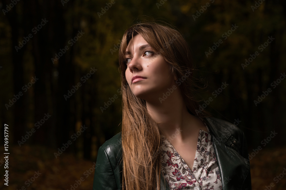 Portrait of a girl in an autumn park Portrait of a girl in an autumn park
