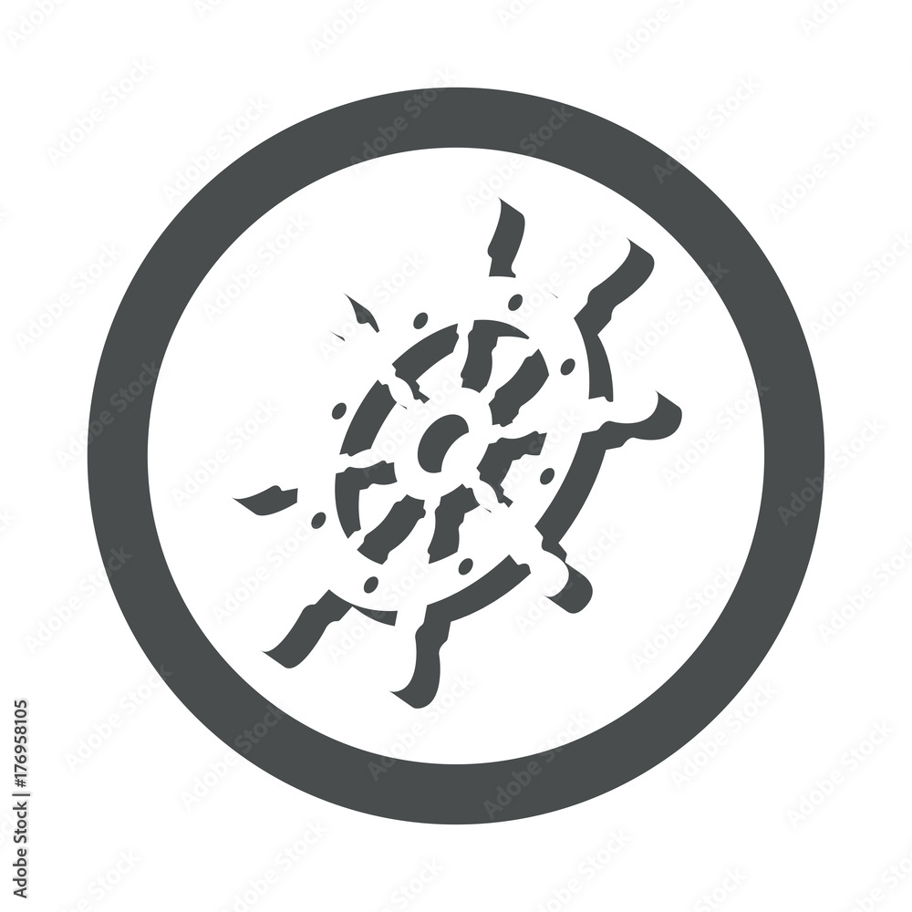 Icono plano timon espacio negativo en circulo color gris Icono plano timon espacio negativo en circulo color gris