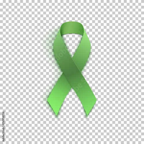 Green ribbon on transparent background.