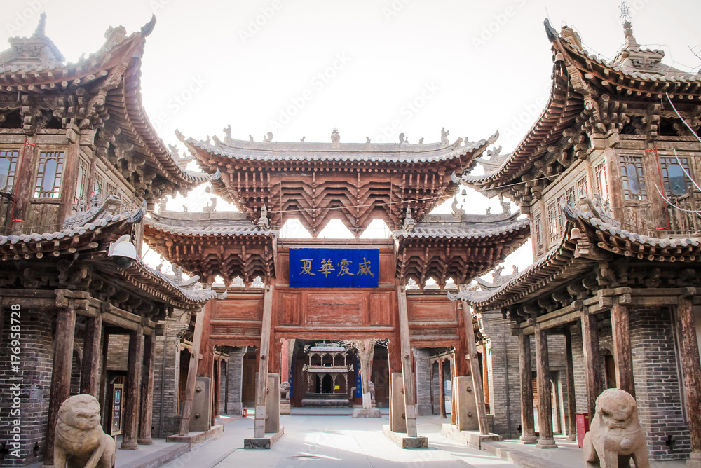Fototapeta premium ZHANGYE, CHINA - MARCH 8 2016: The Giant Buddha Temple. The national AAAA tourist scenic spot in Zhangye, Gansu, China.