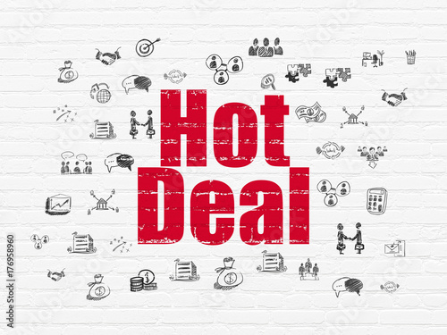 Business concept  Hot Deal on wall background