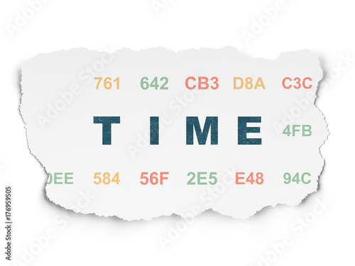 Timeline concept: Time on Torn Paper background