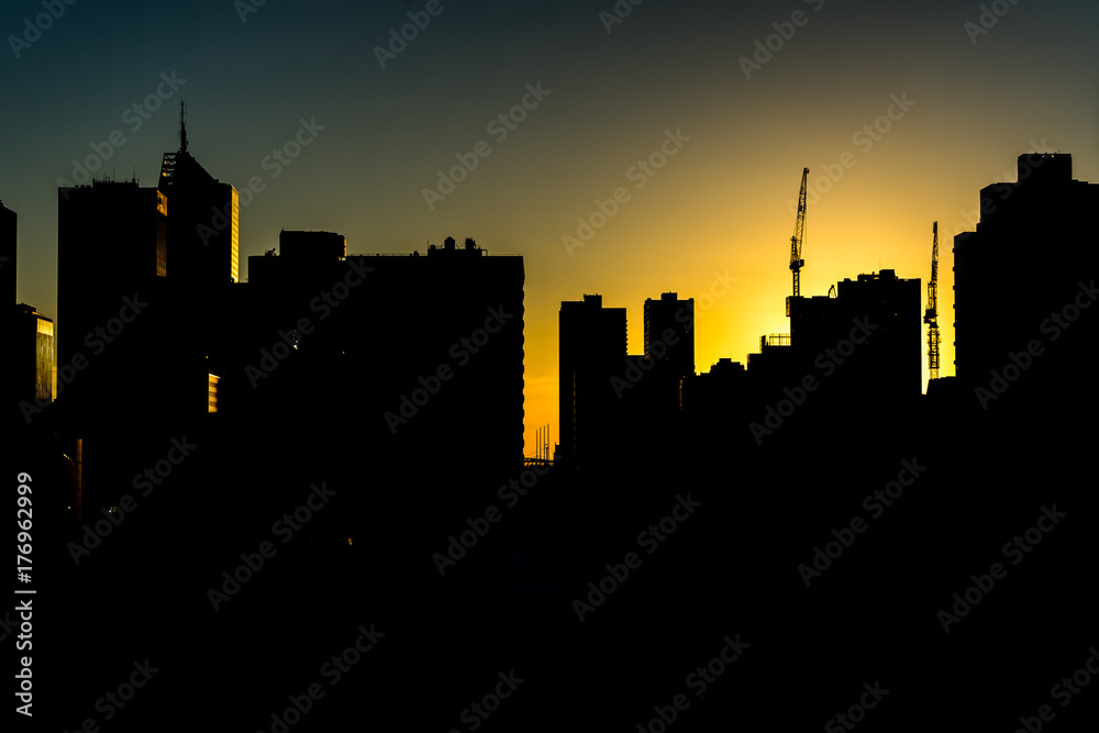 Silhouette Sunset and Clear Sky in Melbourne, Australia