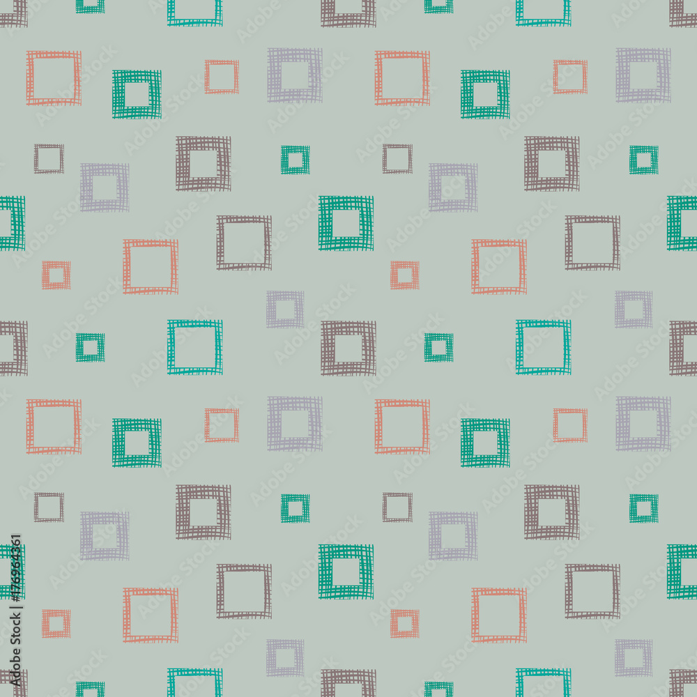 Seamless vector geometrical pattern with rhombus, squares. endless background with hand drawn textured geometric figures. Pastel Graphic illustration Template for wrapping, web backgrounds, wallpaper Seamless vector geometrical pattern with rhombus, squares. endless background with hand drawn textured geometric figures. Pastel Graphic illustration Template for wrapping, web backgrounds, wallpaper
