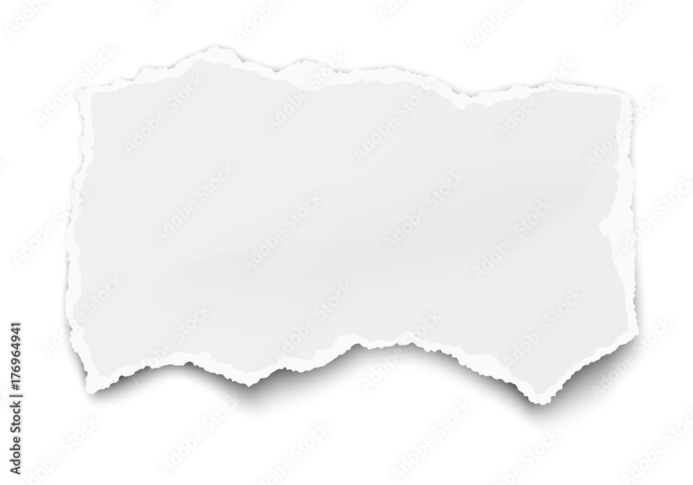 White vector paper tear for memo note with soft shadow isolated on white White vector paper tear for memo note with soft shadow isolated on white