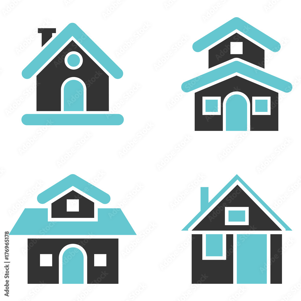 Houses Icon set-Vector Iconic Design Houses Icon set-Vector Iconic Design