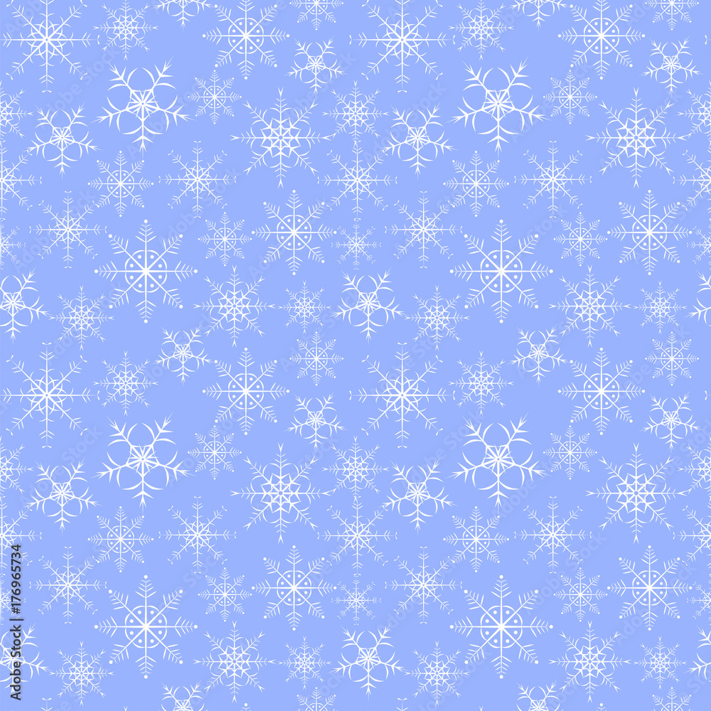 Seamless christmas pattern with white snowflakes on a blue background. Seamless christmas pattern with white snowflakes on a blue background.