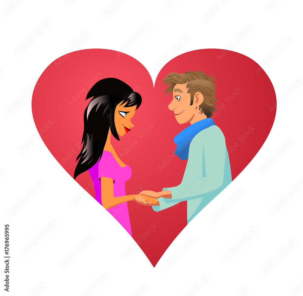 Poster for Valentine's Day with cartoon characters. Vector illustration. Poster for Valentine's Day with cartoon characters. Vector illustration.