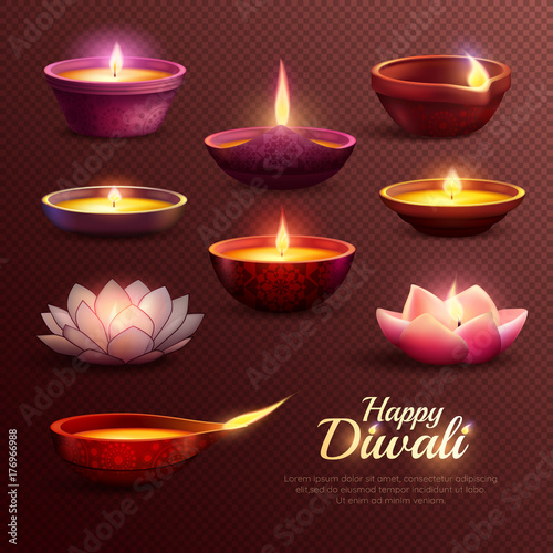 Diwali Celebration Icons Set