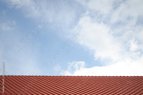 Construction texture the roof tile of the house pattern Background Blue Sky