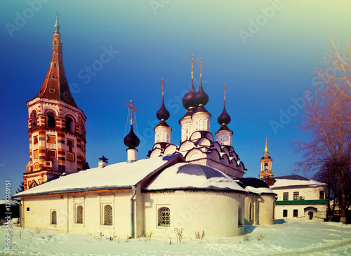 Churches at Suzdal in winter. Russia